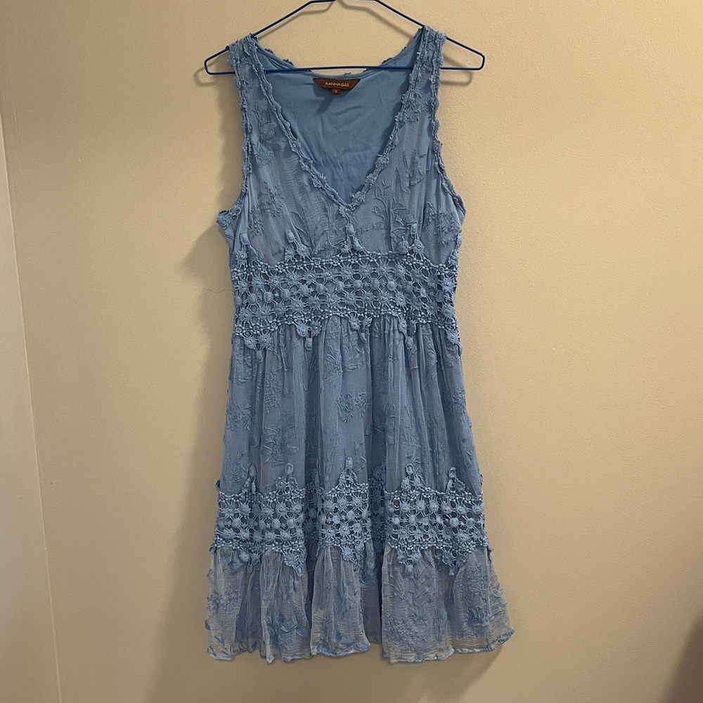 Anthropologie Ranna Gill Blue Lace Dress